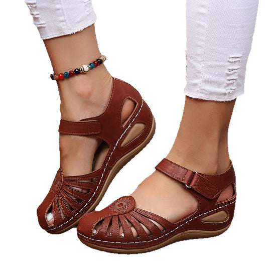Damen komfortable Riemchensandalen mit anatomischem Fußbett EB