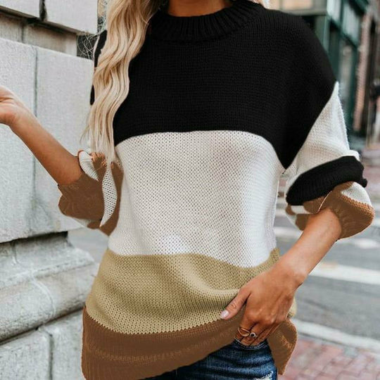EB | Gestreifter Strickpullover mit Doppelt Naht
