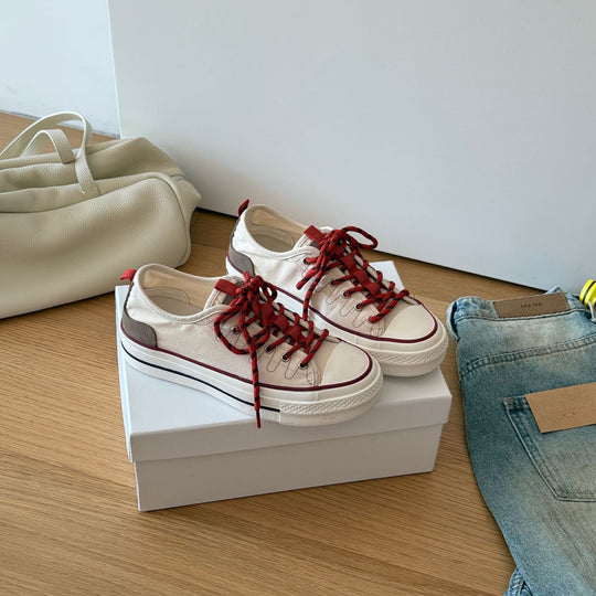Damen Modische Sneaker mit atmungsaktiver Canvas-Oberfläche und robustem Sohlenprofil EB