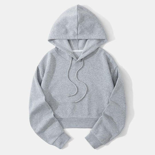 Damen nan cropped Kapuzenpullover mit weichem Fleece‑Innenfutter und elastischem Rippbund EB