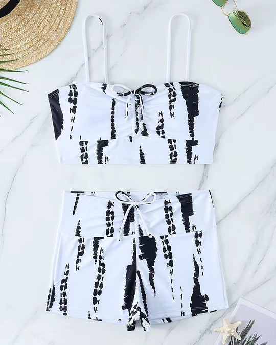 Damen Bikini mit floralem Rüschendesign und verstellbaren Trägern EB