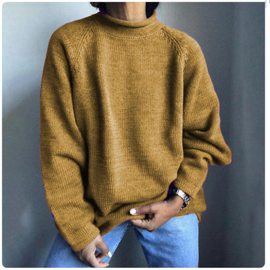 Damen nan kastiger Feinstrickpullover mit kurzem Stehkragen und Raglanärmeln EB