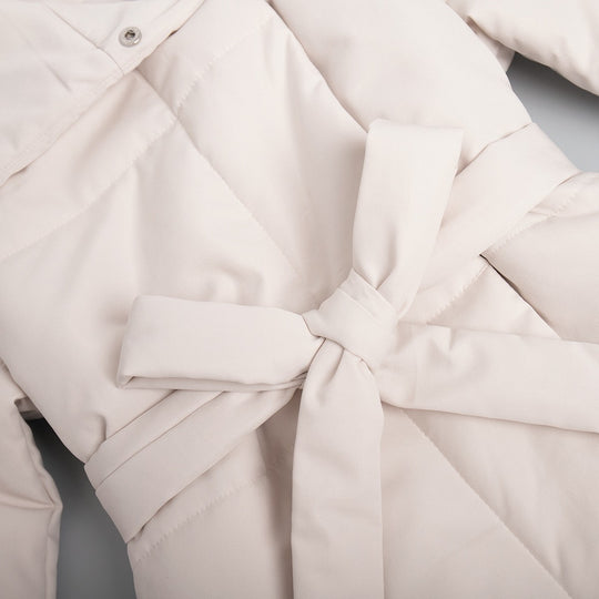 Damen Gefütterter Langmantel mit breitem Revers und Taillengürtel EB