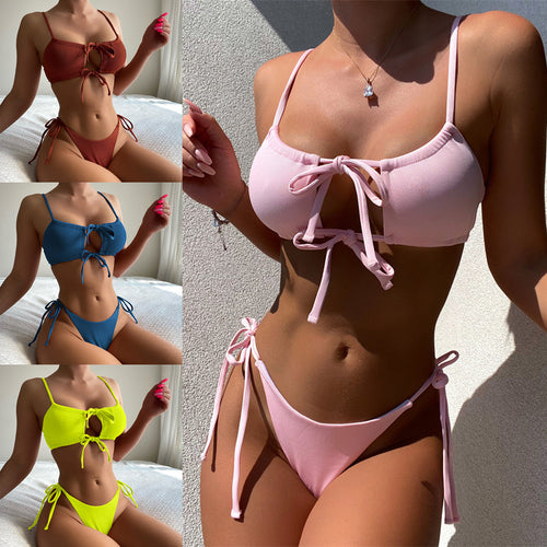 Damen Sportlicher Bikini mit verstellbaren Bindebändern EB