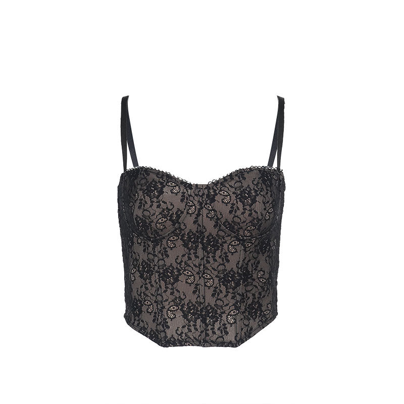 Damen Spitzen-Crop-Top mit verstellbaren Trägern EB