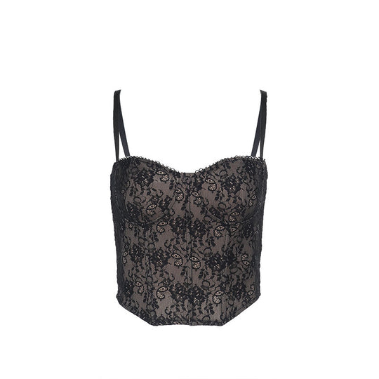 Damen Spitzen-Crop-Top mit verstellbaren Trägern EB