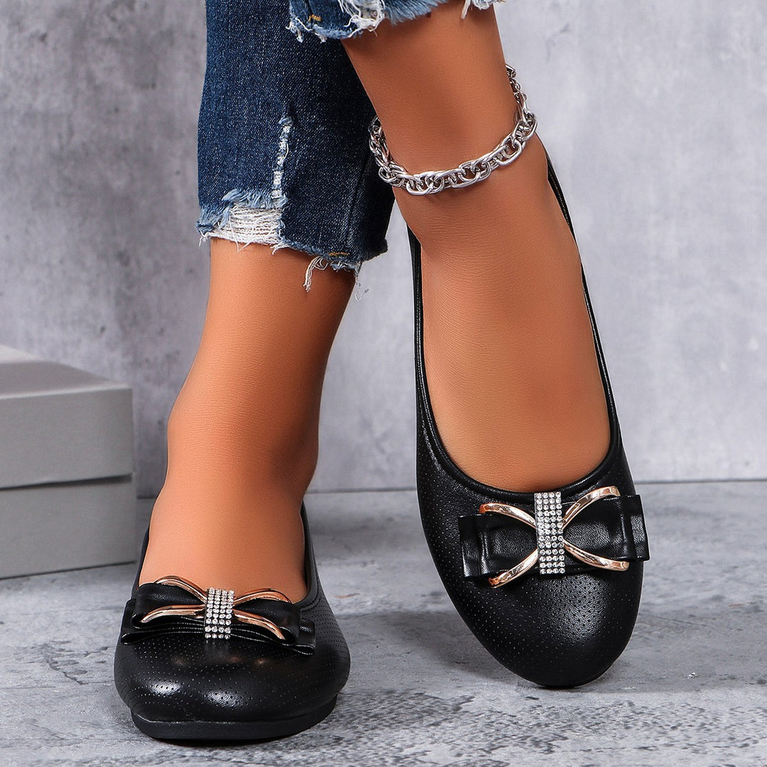 Damen  filigrane Ballerina-Slipper mit dekorativer Schleifenapplikation und gepolsterter Komfortsohle EB