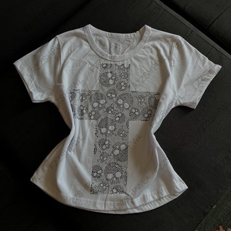 Damen T-Shirt mit kreativem Kreuzdruck EB