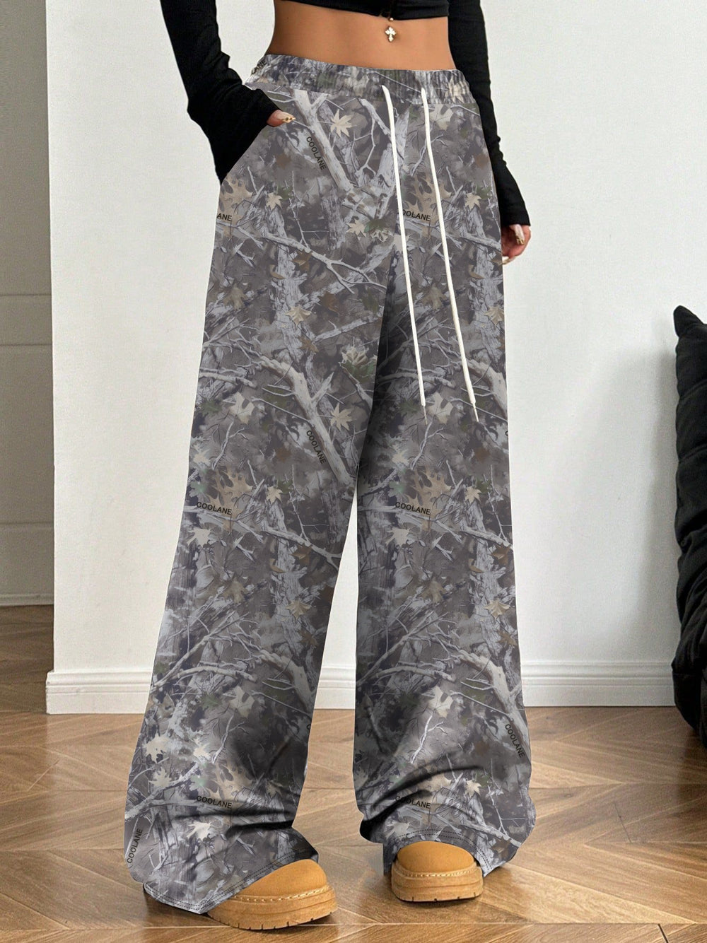 Damen Cargohosen mit hohem Bund und Allover-Muster EB