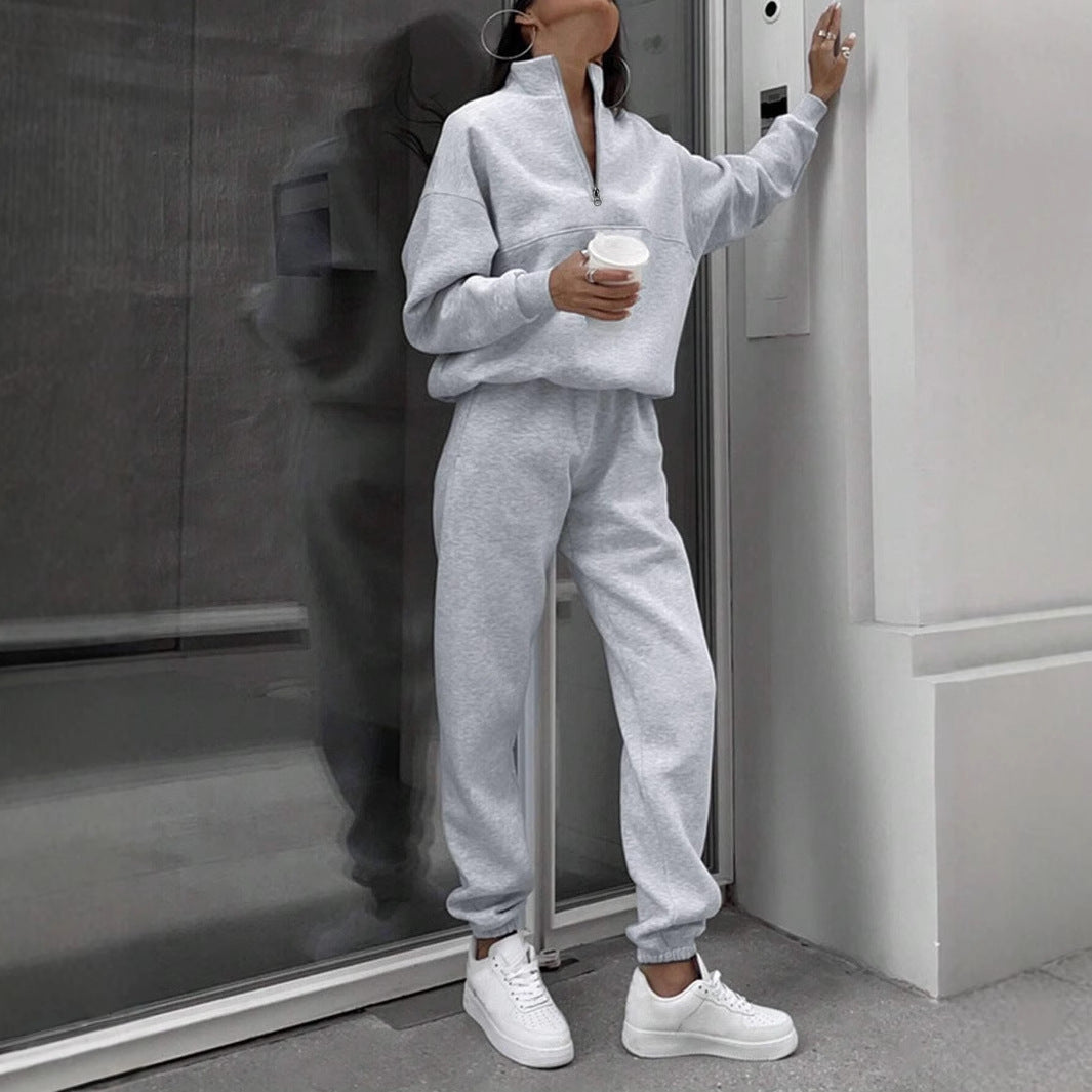 Damen nan weiches Lounge-Set mit weitem Sweatpullover und taillenhoher Jogginghose EB
