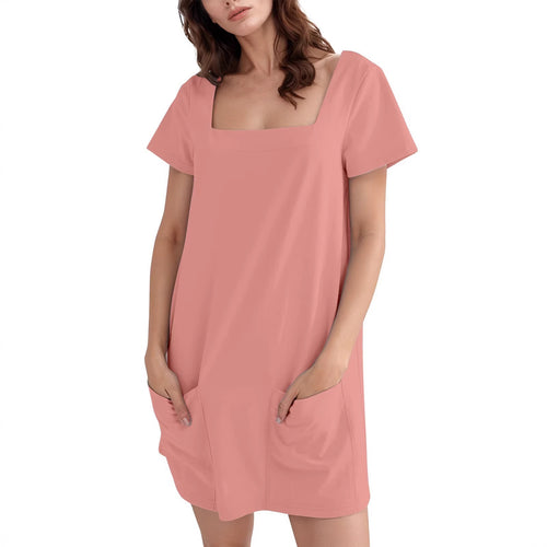 Damen Bequemes Freizeitkleid mit Taschen EB