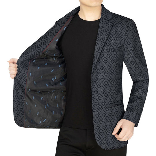Herren Jacquard-Sakko mit geometrischer Struktur und teilgefüttertem Innenfutter EB
