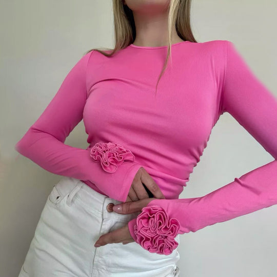 Damen Langarmshirt mit verspielten Rüschendetails EB