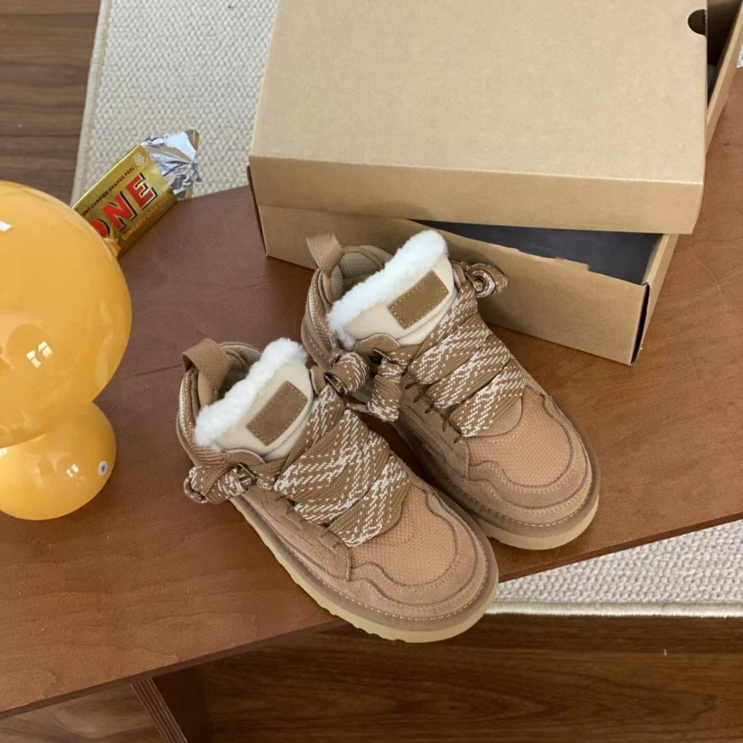 Damen Sportliche Sneaker mit warmem Futter und elastischen Schnürsenkeln EB