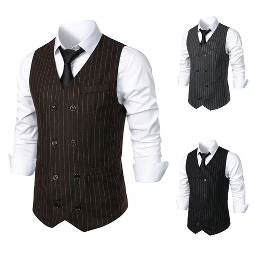 Herren elegante Anzugweste im klassischen Nadelstreifen-Design mit praktischen Taschen EB