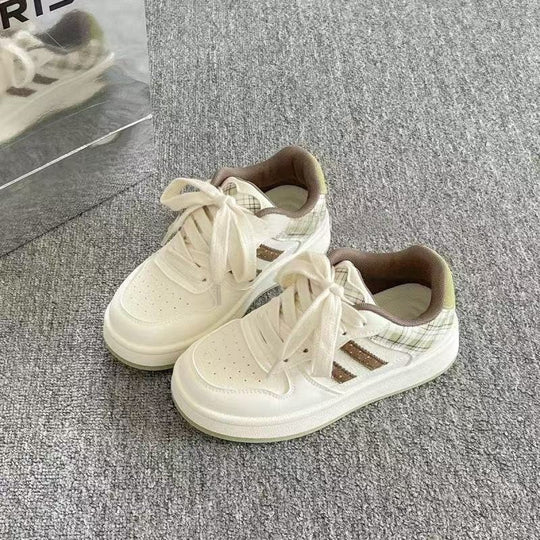 Damen Sportliche Sneakers mit kariertem Design und gepolsterter Innensohle EB