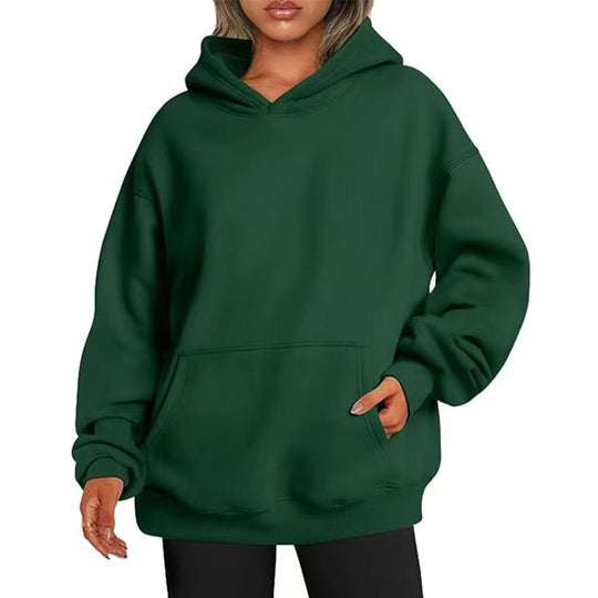 Damen nan Longline-Oversize Hoodie mit tiefer Schulter, verstärkter Kängurutasche und geripptem Saum EB
