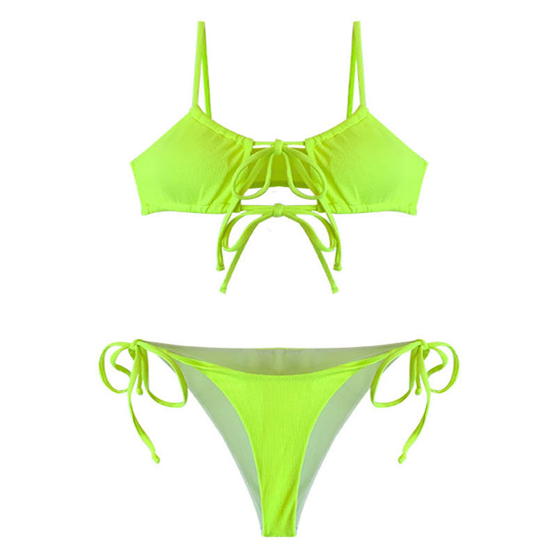 Damen Bikini-Set mit verstellbarem Knoten-Design und hohem Beinausschnitt EB