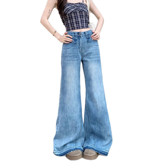 Damen Weite High-Waist Jeans mit lässigem Schnitt und modischen Details EB