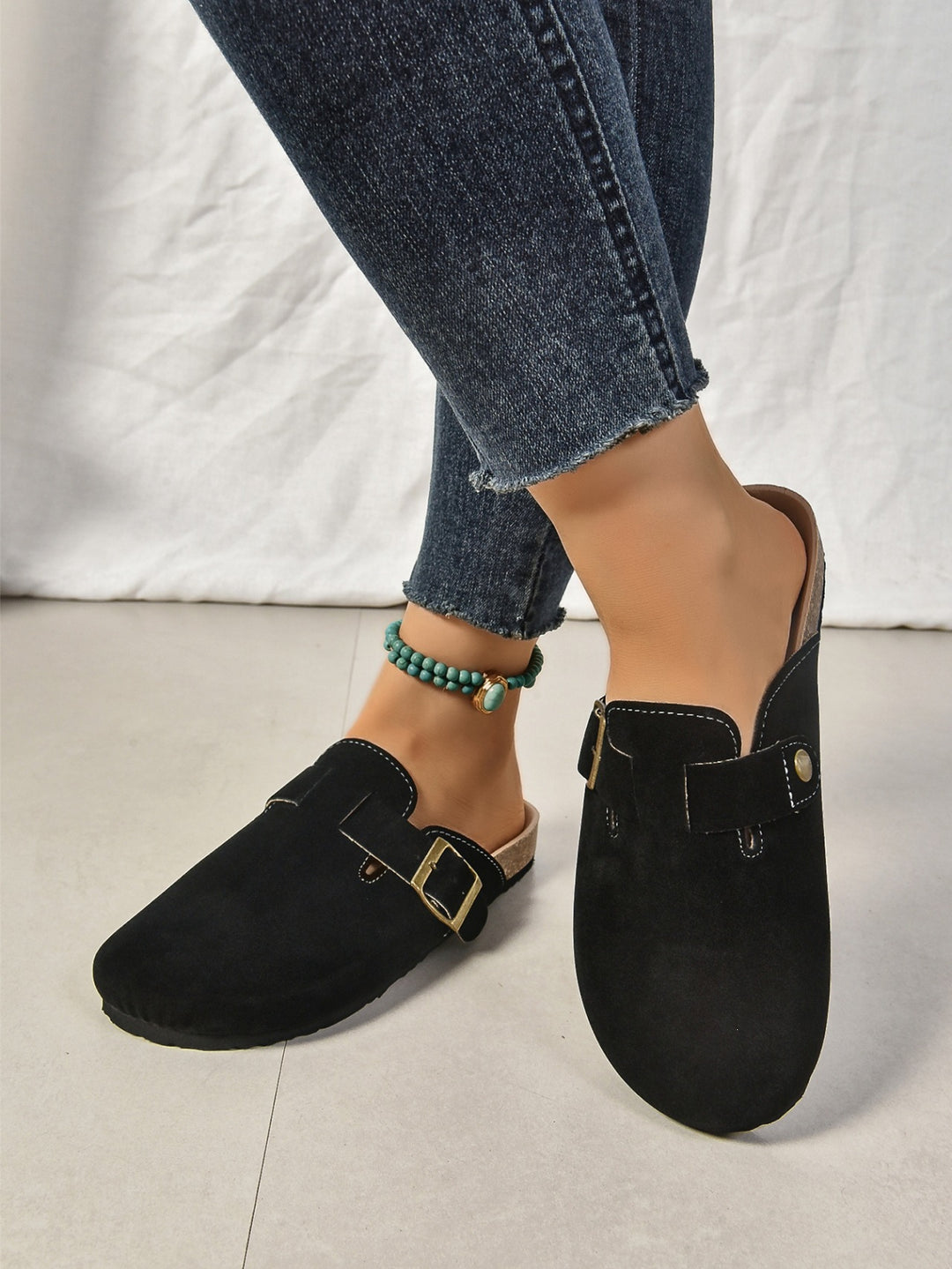 Damen Leder Clogs mit modischem Flechtmuster und verstellbarem Riemen EB