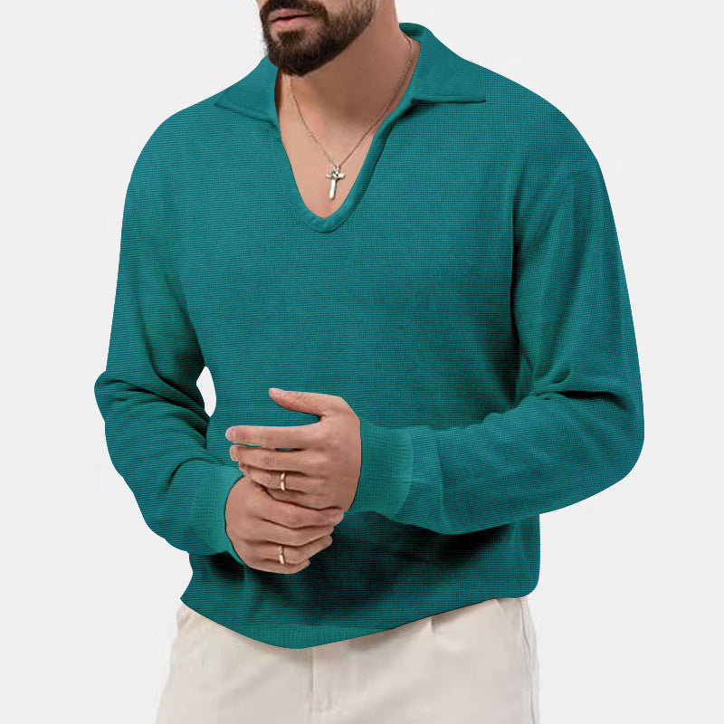 Herren eleganter Pullover mit V-Ausschnitt und strukturiertem Design EB