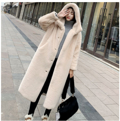 Damen Kuscheliger Oversized-Mantel mit hohem Kragen und Seitentaschen EB