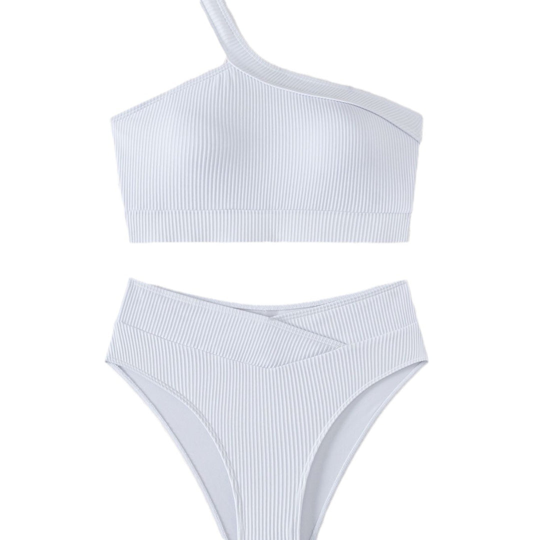 Damen Sport-Bikini mit asymmetrischem Oberteil und hohem Bund EB