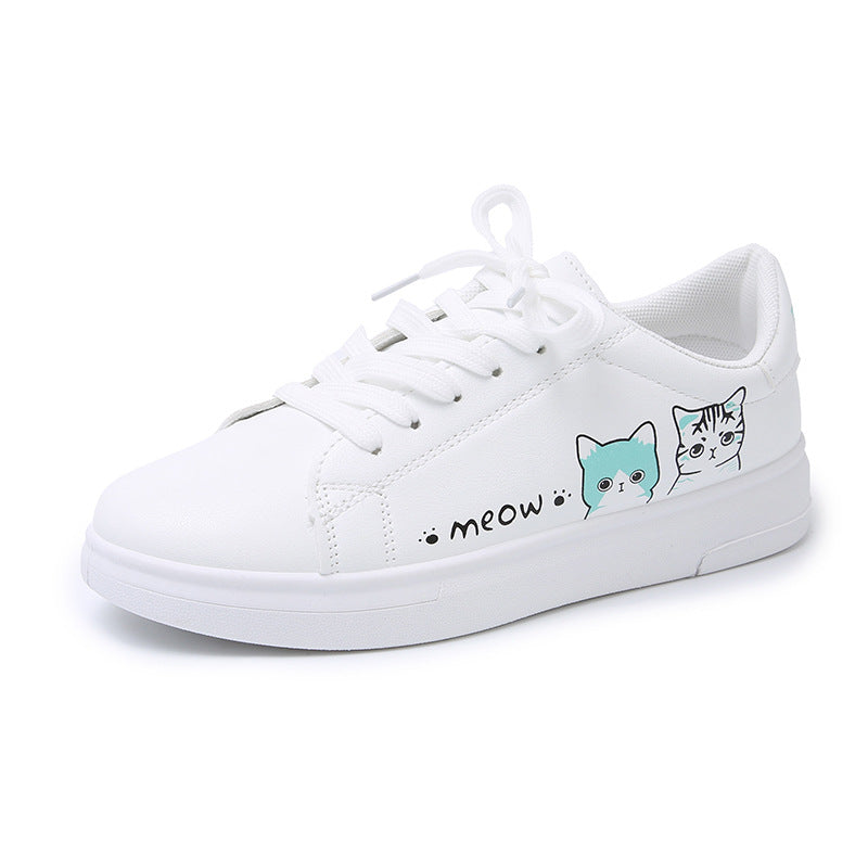 Damen Sneaker mit verspieltem Katzenmotiv und bequemer Sohle EB