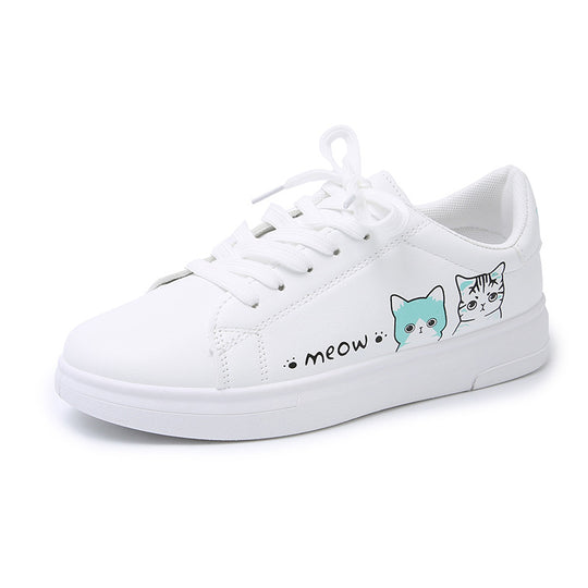 Damen Sneaker mit verspieltem Katzenmotiv und bequemer Sohle EB