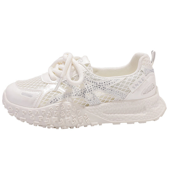 Damen Atmungsaktive Sneaker mit modischem Netzdesign und Glitzerakzenten EB