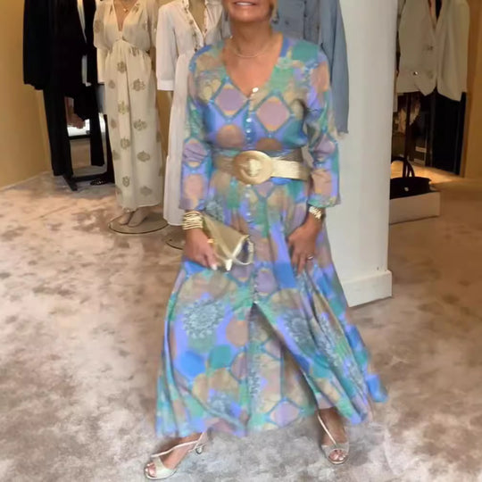 Damen Maxikleid mit einzigartigem Mustermix Heidi-Mode