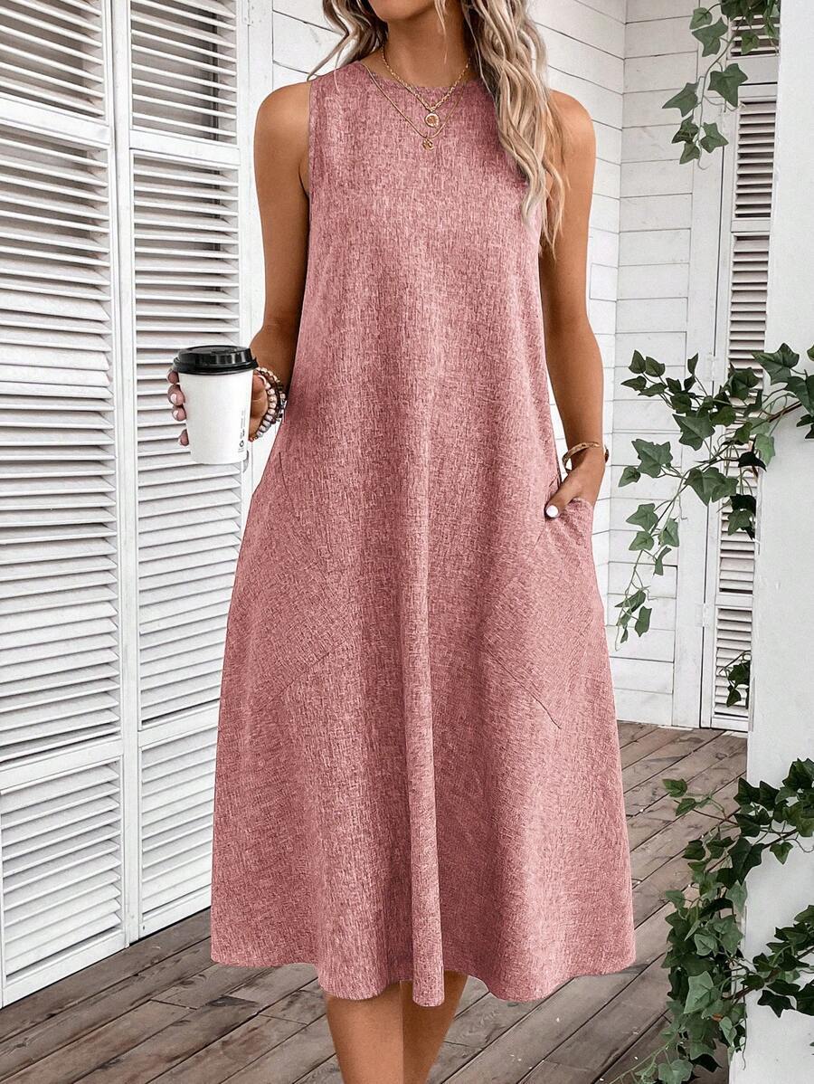 Damen lässiges Sommerkleid mit Taschen und bequemem Schnitt EB