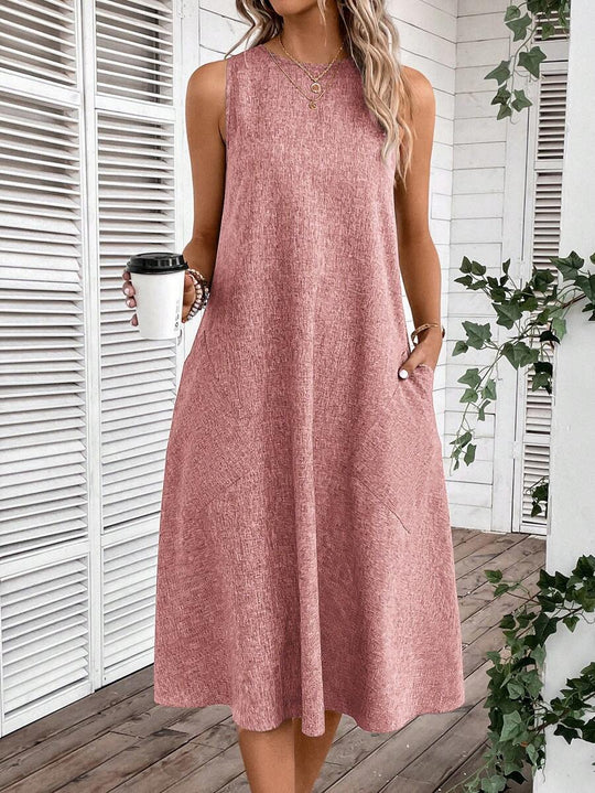 Damen lässiges Sommerkleid mit Taschen und bequemem Schnitt EB