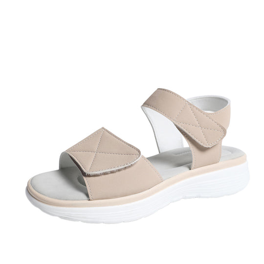 Damen Komfortable Sandalen mit elastischen Klettverschlüssen und Fußbett EB