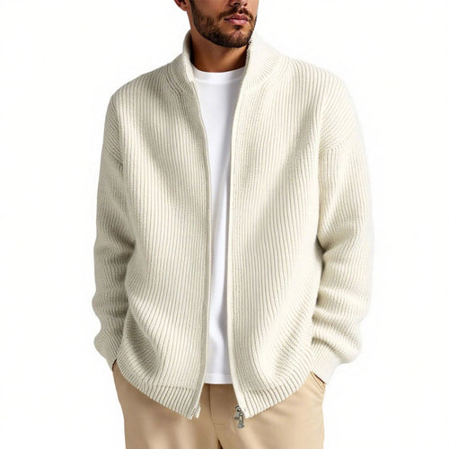 Herren Strickjacke mit hohem Kragen und praktischem Reißverschluss EB