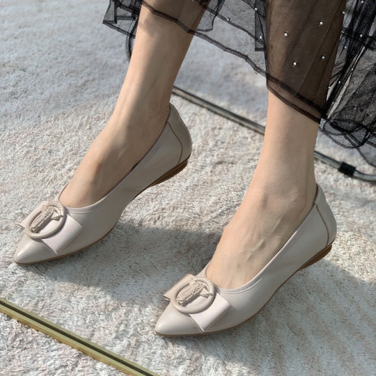 Damen Elegante spitz zulaufende Ballerinas mit modischem Schleifen-Detail EB 1779181375