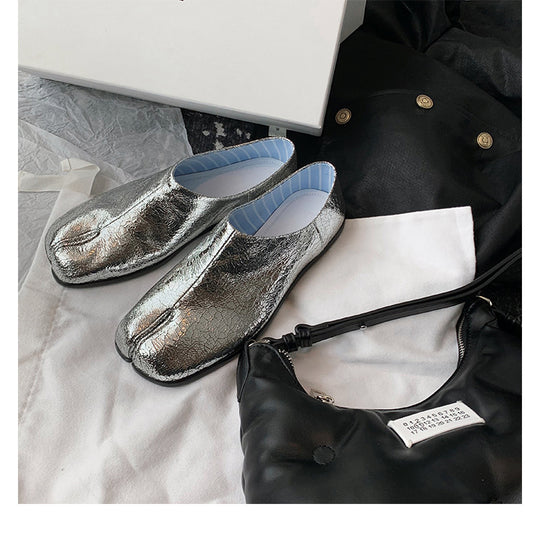 Damen modische Slipper mit glänzender Oberfläche und bequemem Schnitt EB