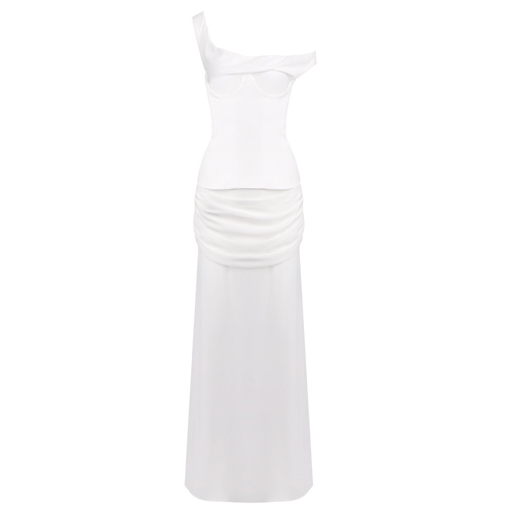 Damen Elegantes Maxikleid mit asymmetrischem Design und raffinierten Drapierungen EB