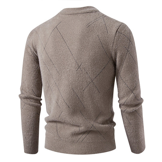 Herren Feiner Strickpullover mit modernem Zopfmuster EB