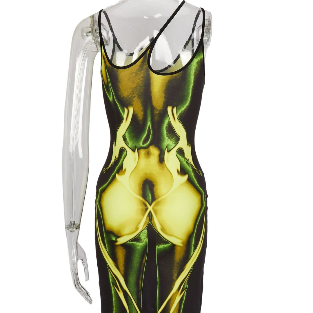 Damen Körperbetontes Kleid mit einzigartigem Grafikdesign EB