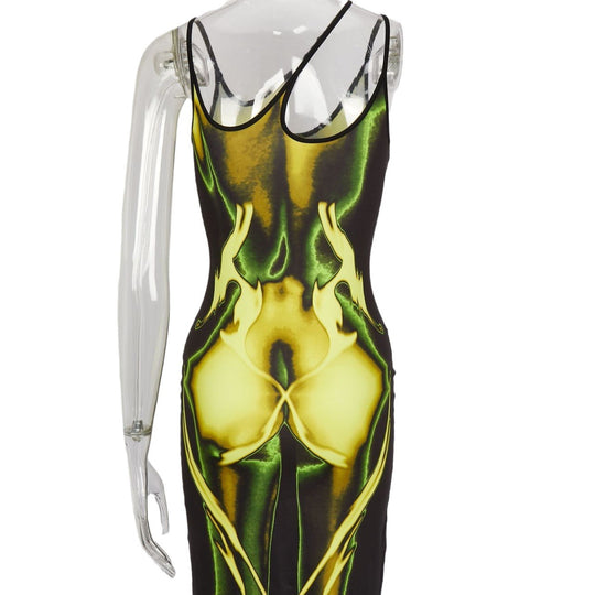 Damen Körperbetontes Kleid mit einzigartigem Grafikdesign EB