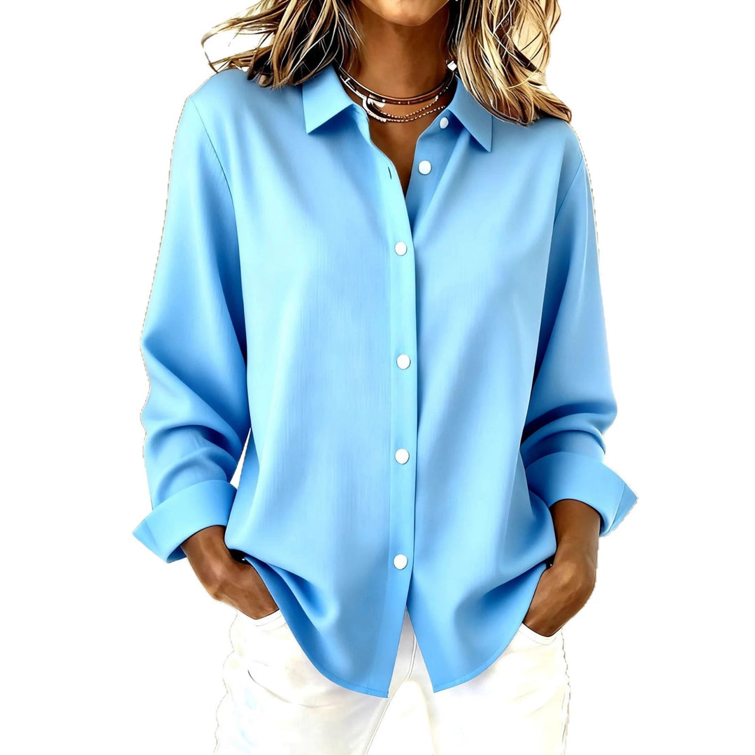 Damen Oversize-Bluse mit klassischem Kragen und verdeckter Knopfleiste EB