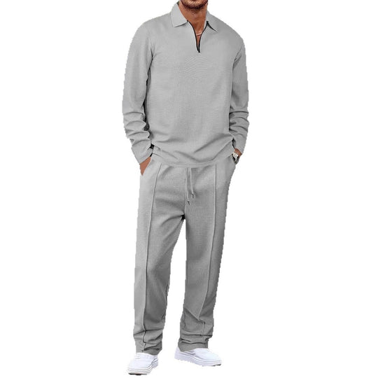Herren Sportliches Relaxed-Fit Freizeitset mit Stehkragen EB
