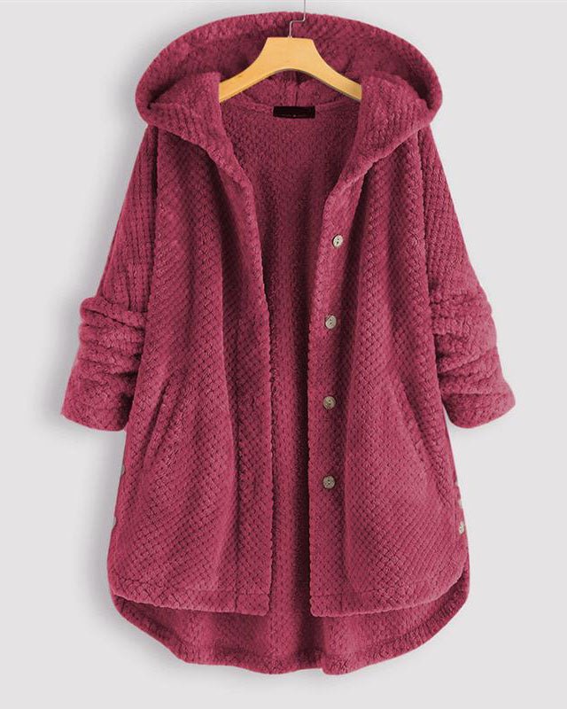 EB | Abgerundeter Saum Kapuzen Sweatshirtjacke
