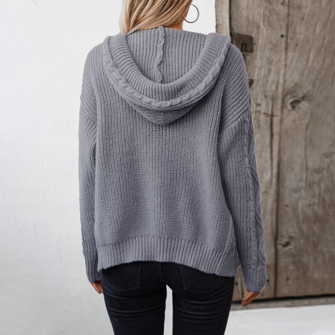 Damen Strickjacke mit Kapuze und strukturiertem Design EB
