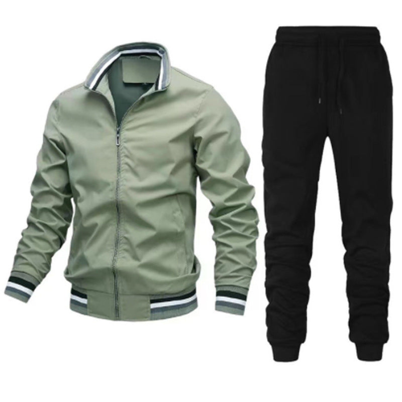 Herren nan sportlicher Freizeit Trainingsanzug Set mit Bomberjacke und elastischer Jogginghose EB