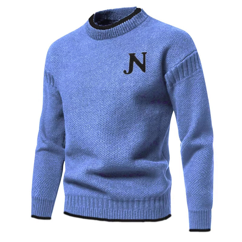 Herren Strukturierter Strickpullover mit Rundhalsausschnitt EB