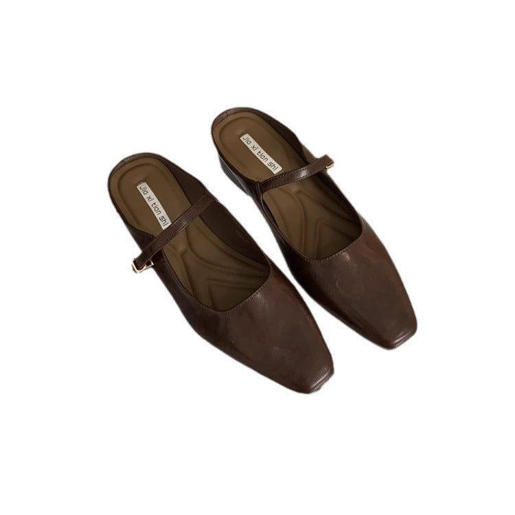 Damen elegante Slip-On Pantoletten mit verstellbarem Riemchen und komfortablem Fußbett EB