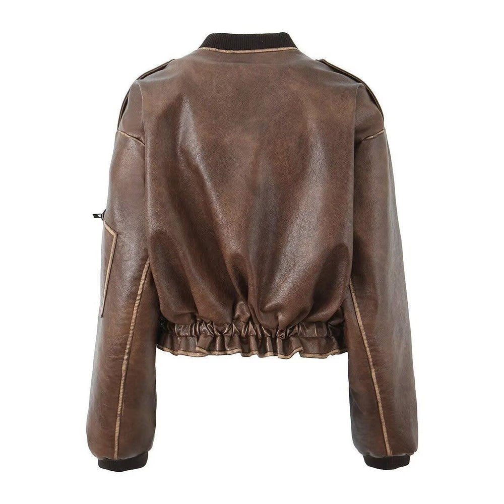 Damen Kunstleder Bikerjacke mit eleganten Streifendetails EB