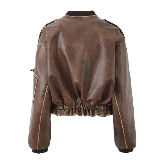 Damen Kunstleder Bikerjacke mit eleganten Streifendetails EB